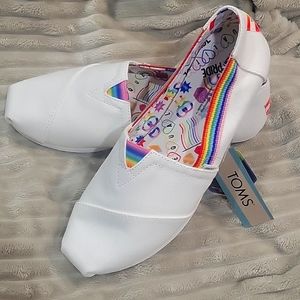 Toms White rainbow canvas shoes